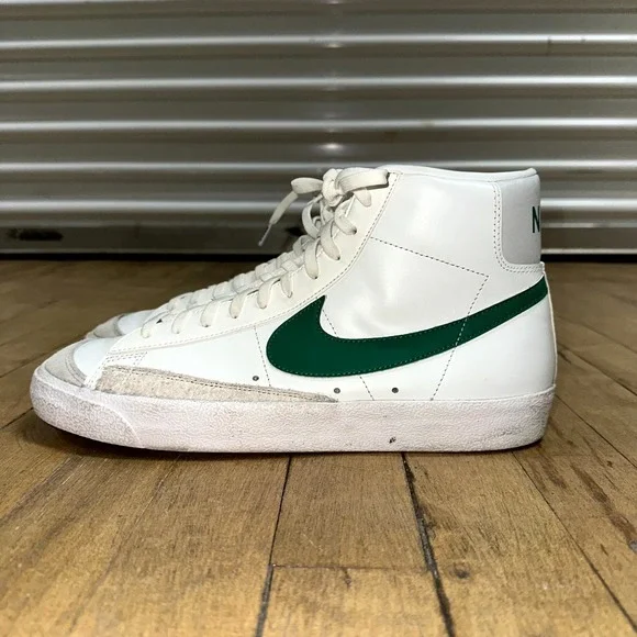 Vintage Nike Blazer Mid 77 Sneaker Mens Size 10.5 White Pine Green Logo Sporty - Picture 4 of 12